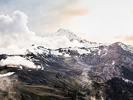 积雪,山峰,贝克山,华盛顿,美国