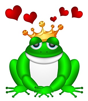 可爱,池蛙,皇冠,插画