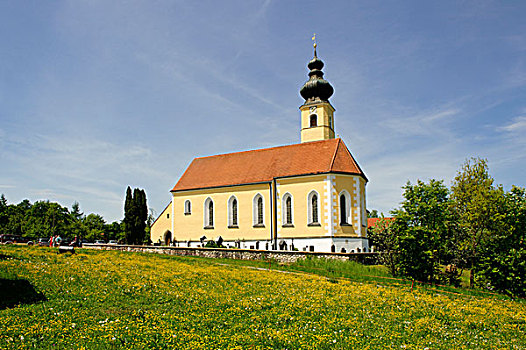 教堂,靠近,米斯巴赫,上巴伐利亚,德国,欧洲