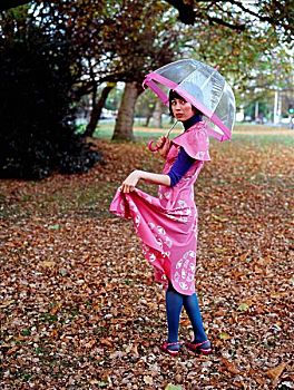 女人,拿着,伞,公园