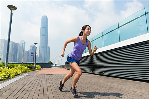 女人,跑,香港,城市