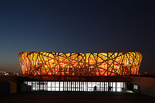 北京鸟巢体育场夜景