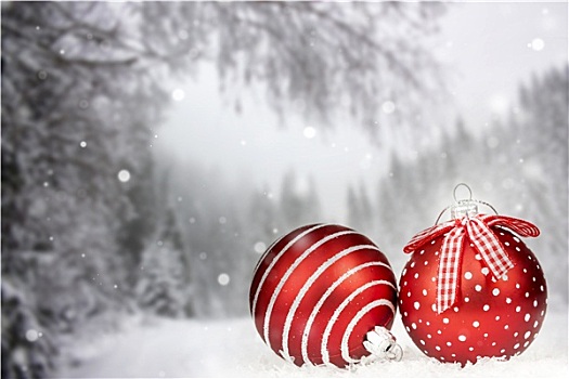 圣诞贺卡,圣诞节,彩球,雪,树