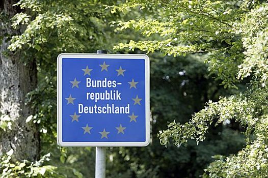 边界,标识,联邦德国,奥地利,靠近,帕绍,巴伐利亚,德国,欧洲