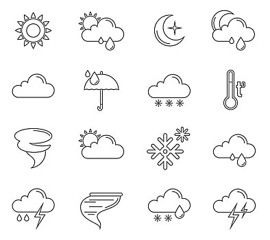 天气预报,象征,轮廓,太阳,云,风暴,隔绝,矢量,天气