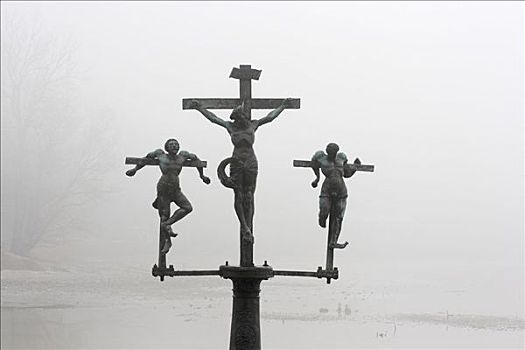 耶稣,雕塑,桥,康士坦茨湖,巴登符腾堡,德国,欧洲