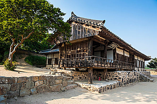传统,木屋,民俗,乡村,靠近,庆州,韩国