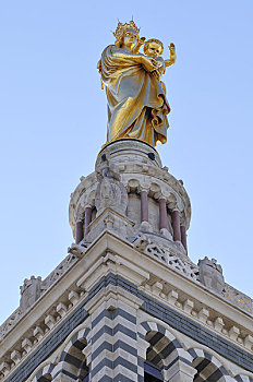 雕塑,耶稣,钟楼,巴黎圣母院,马赛,法国