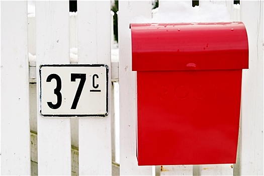 红色,邮筒