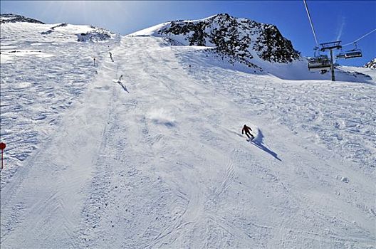 滑雪道,举起,冰河,提洛尔,奥地利,欧洲