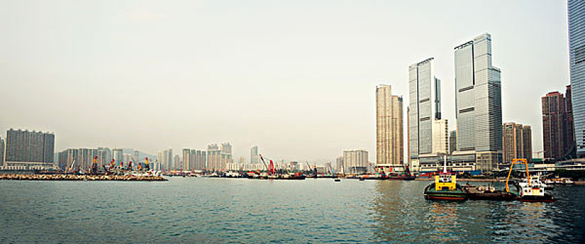 天际线,现代办公室,建筑,香港,港口