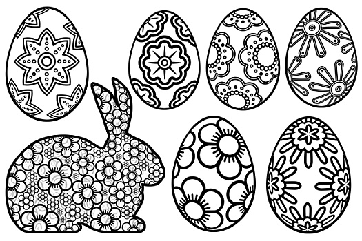 高兴,复活节,白天,兔子,花,蛋