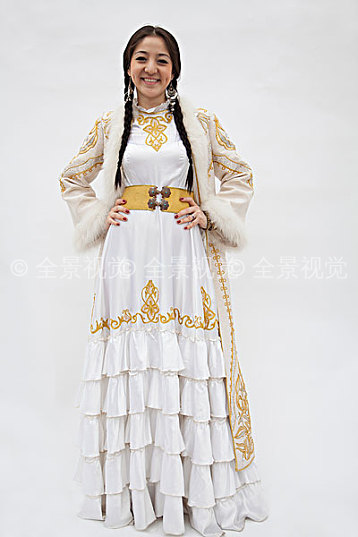 头像,女人,辫子,传统服装,哈萨克斯坦,棚拍_高清图片_全景视觉