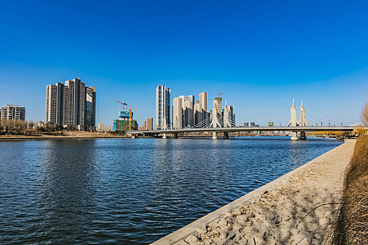 北京市通州区大运河外滩都市建筑风光