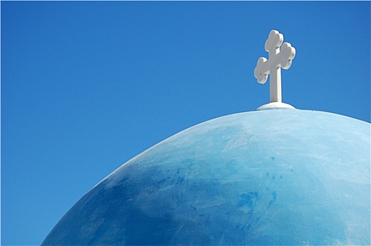 蓝色,球形,教堂,希腊