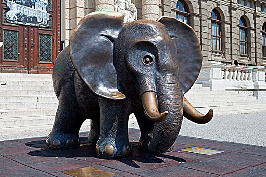 非洲,大象,雕塑,正面,自然,历史,博物馆,维也纳,奥地利,欧洲