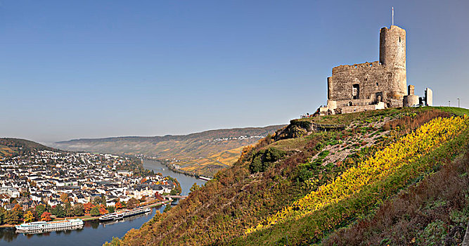 城堡遗迹,高处,摩泽尔,莱茵兰普法尔茨州,德国,欧洲