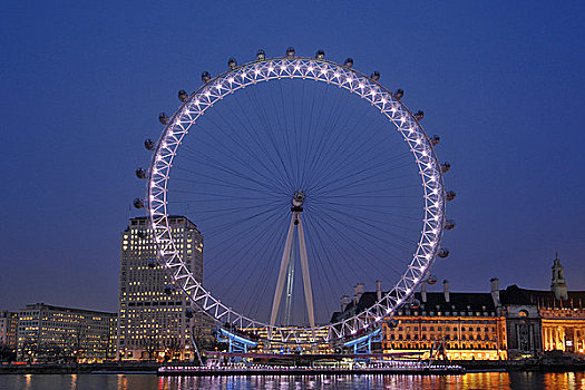 英格兰,伦敦,伦敦南岸,风景,泰晤士河,光亮,伦敦眼,黄昏