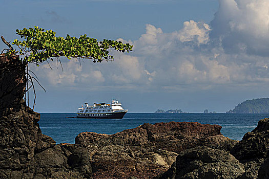 游船,锚定,户外,奥撒半岛,哥斯达黎加,中美洲