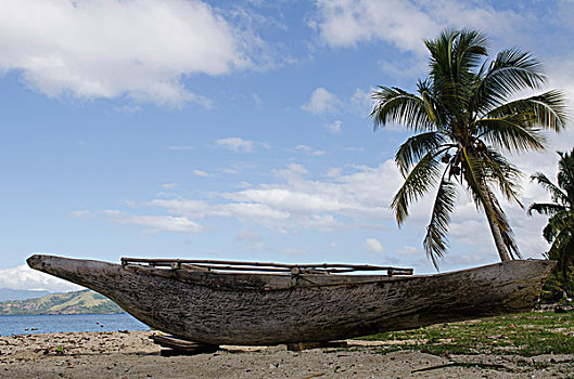 舷外支架,捕鱼,独木舟,岛屿,斐济