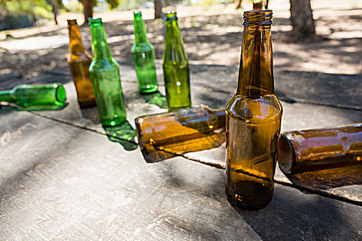 空,啤酒瓶,厚木板,公园