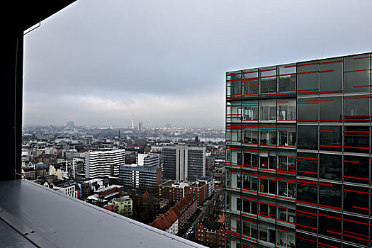 风景,写字楼,上方,汉堡市,德国,欧洲