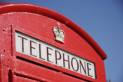 英格兰,伦敦,威斯敏斯特,特写,传统,红色,电话亭,蓝天