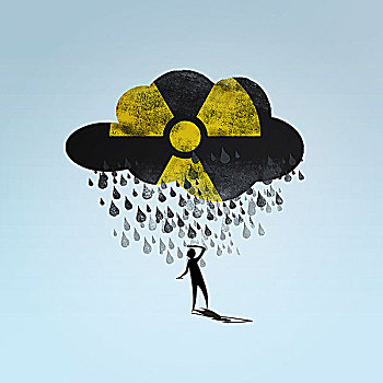 云,放射性,象征,下雨,一个人