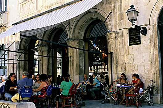 克罗地亚,杜布罗夫尼克,街景,街边咖啡厅
