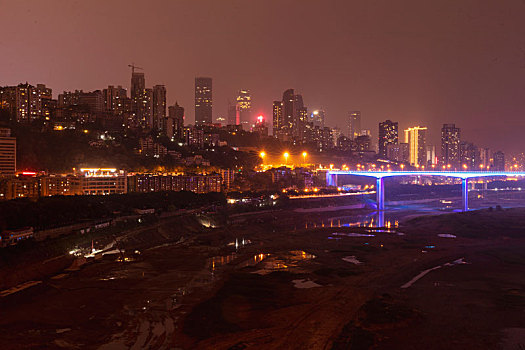 重庆渝中区菜园坝长江大桥夜景