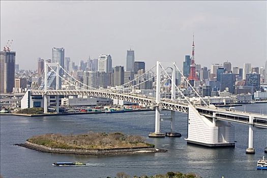 彩虹桥,天际线,东京,日本,俯视,远景