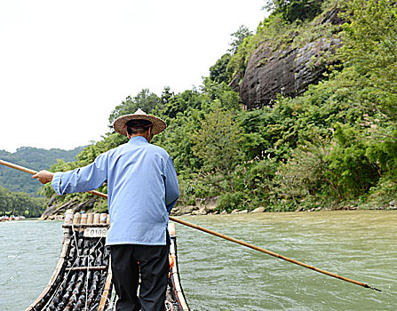 竹子,乘筏,河,中国