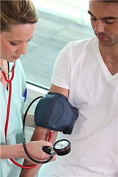 医护人员,测量,血压,病人