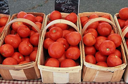 篮子,新鲜,西红柿,户外市场