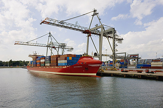 货船,装卸平台,鹿特丹,荷兰