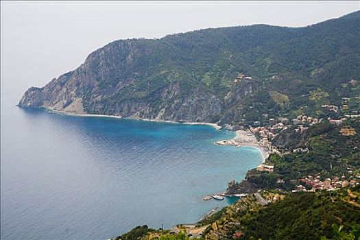 俯拍,城镇,海边,利古里亚海,意大利,里维埃拉,五渔村,拉斯佩齐亚,利古里亚
