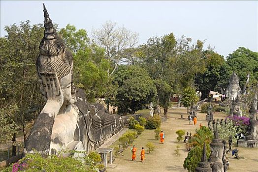 航拍,佛教,雕塑,靠近,万象,老挝,东南亚