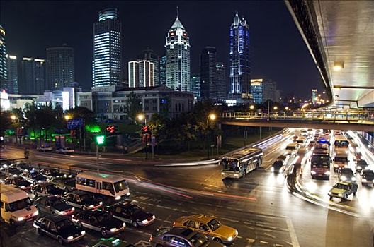 中国,上海,人民广场,汽车,光影,光亮,建筑