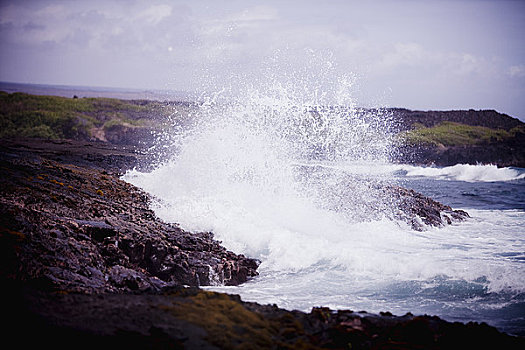 波浪,碰撞,岩石,海岸线