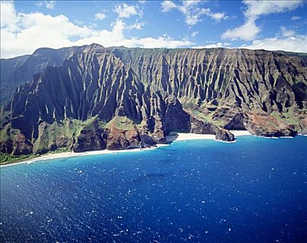 夏威夷,考艾岛,纳帕利海岸,俯视,海岸线,崎岖,悬崖,海洋