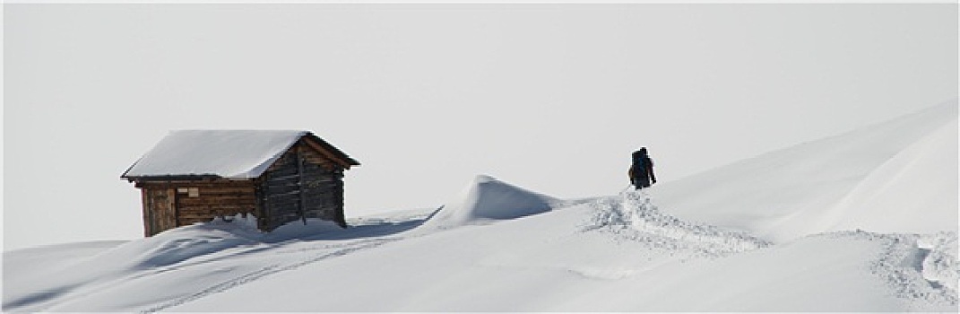 孤单,滑雪,山,休憩之所