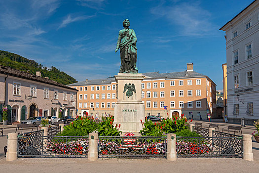 沃尔夫冈,莫扎特,纪念建筑,雕塑,广场,萨尔茨堡,奥地利