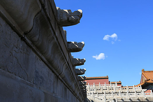 北京故宫太和殿前螭首