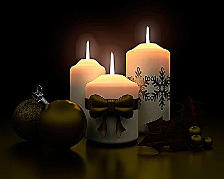 传统,圣诞蜡烛,装饰