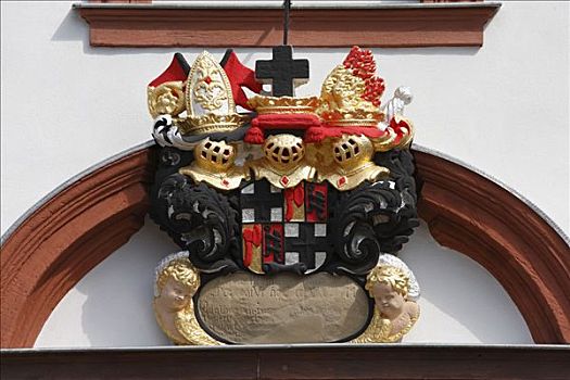 盾徽,上方,入口,宫殿,图林根州,德国,欧洲