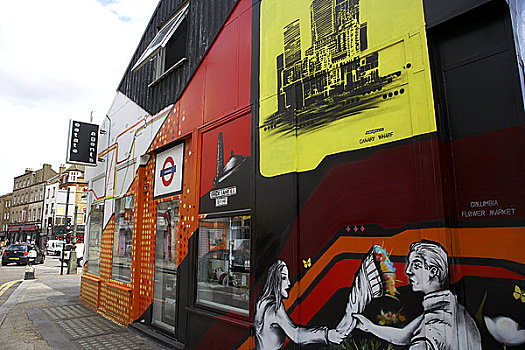 英格兰,伦敦,砖,道路,涂鸦,涂绘,墙壁,东端