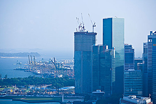摩天大楼,港口,新加坡,新加坡城,亚洲