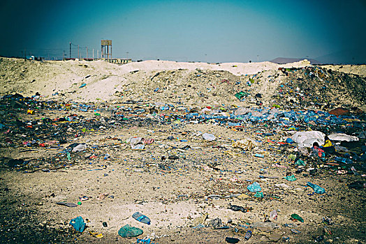 埃塞俄比亚,非洲,丢弃,垃圾,塑料瓶,靠近,城市