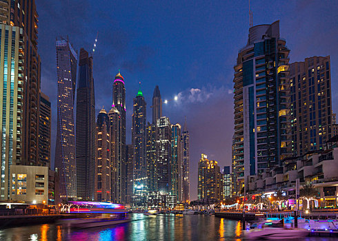 活力,夜生活,船,迪拜,码头,阿联酋