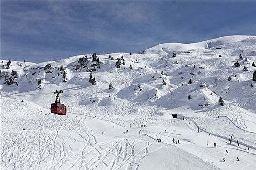 滑雪,区域,缆车,奥地利